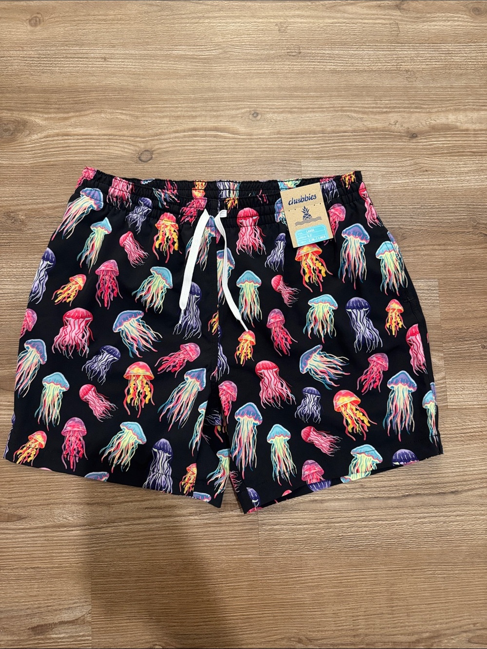 chubbies Black Swim Shorts with Multicolor Jellyfish Print